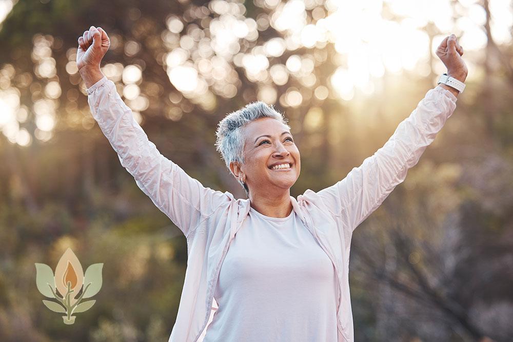 Woman feeling revitalized from healthy lifestyle